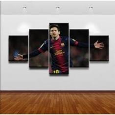 Imagem de Quadro Decorativo Messi 5 peças 130x65 cm em tecido