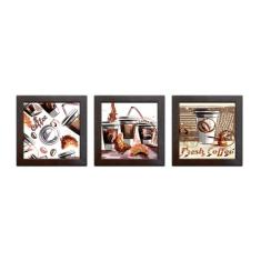 Imagem de Quadro Decorativo Com Moldura Café Coffee K-009 - Kit De 3