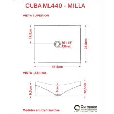Imagem de Cuba De Apoio Para Banheiro Ml44w Retangular Folha Compace 