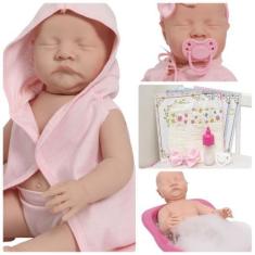 Imagem de Boneca Reborn Banheira + Itens Princesa 100 Vinil Siliconado - Cegonha