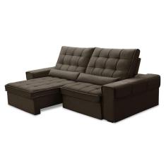 Imagem de Sofá 3 Lugares Retrátil e Reclinável Alasca Veludo Marrom