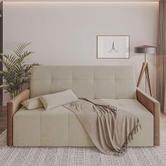 Imagem de Sofa Cama Retrátil E Reclinável Casal Paris 2m Veludo Areia/marrom - Cor: Bege