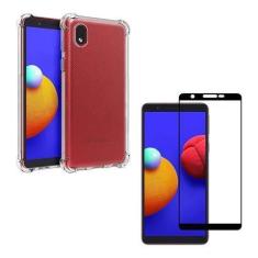 Imagem de Kit Capa Anti Impacto Samsung Galaxy A01 Core + Película De Vidro 3D