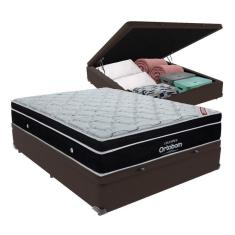 Imagem de Cama + Box Casal Com Base Baú Europillow Mola Ensacada Cor:marrom