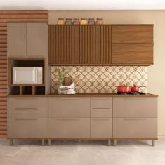 Imagem de Cozinha Completa Munique 10 Portas 6 Gavetas Ripado Freijo/Camurça - Indekes