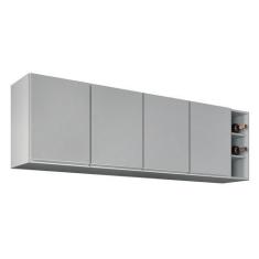 Imagem de Armário de Cozinha Aéreo Nevada com Nicho 180cm 4 Portas Cinza Claro -