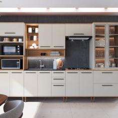 Imagem de Cozinha Modulada Isabelle 6 Peças com Torre Quente Para 2 fornos Freijo/Arenas