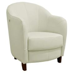 Imagem de Poltrona Decorativa Sala de Estar Pés Madeira Kairós Couro Off White - Gran Belo