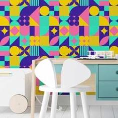 Imagem de Papel de Parede Adesivo ejo retrô colorido N03140 Rolo de 0,58x3,00