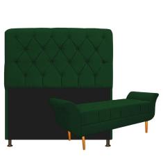 Imagem de Kit Cabeceira e Recamier 160 Cm Queen Size Suede Verde