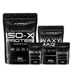 Imagem de Kit Whey Iso X Protein 2Kg + Creatina 100g + BCAA 100g + Waxy Maize Super Carb 800g - XPRO Nutrition-Unissex
