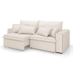 Imagem de Sofá 3 Lugares Retrátil e Reclinável Cannes Linho Bouclé Cru 240 cm