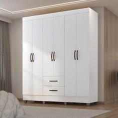 Imagem de Guarda-roupa Casal 6 Portas 2 Gavetas Lite Branco Brilho