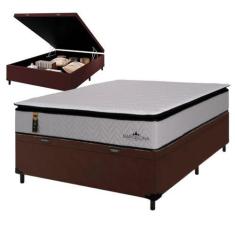 Imagem de Cama Box Casal Com Baú + Colchão Molas Ensacadas Pillow Hyper Gel Barc