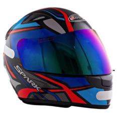 Imagem de Capacete Ebf Moto Fechado Spark Spider Preto Azul Mais Viseira Camaleã