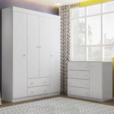 Imagem de Guarda Roupa 4 Portas E Cômoda Sapateira Elisa Em Mdf  - Phoenix Baby
