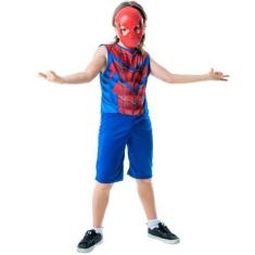 Imagem de Fantasia de Aranha Infantil com Máscara Spider Festa Aniversário Dia d