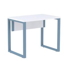 Imagem de Mesa Escritório P25 tub Pandin 90 cm (larg) Tampo mdp Branco Pé Aço Tubular Azul Dali