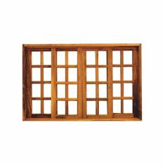 Imagem de Vitro de Correr 4 Folhas Padrão Imbuia Reto - Com ferragens 1.40 x 1.00 - Hale