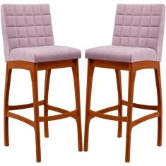 Imagem de Kit 02 Banquetas Altas Cozinha Mila B04 Bouclê Rosê