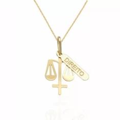 Imagem de Colar Cordão Direito e Placa Chapa Folheado A Ouro 18k