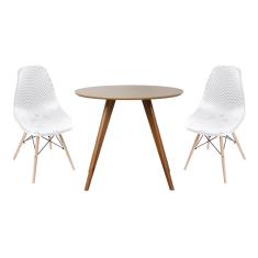 Imagem de Conjunto Mesa Square Redonda Tampo Bétula 88cm com 2 Cadeiras Eames Colméia