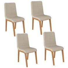 Imagem de Kit 04 Cadeiras Decorativas Sala de Jantar Madeira Champagne