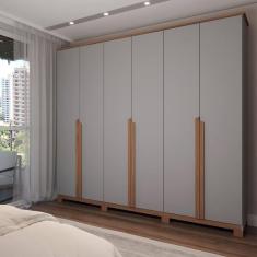 Imagem de Guarda-Roupa Casal Calábria 6 Portas 6 Gavetas Cinza/Nature - Panorama Móveis