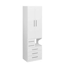 Imagem de Guarda-Roupa De 2 Portas Com Mesa de cabeceira 1224 Esquerdo Branco