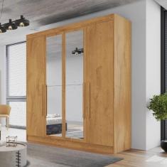 Imagem de Guarda Roupa Casal Espelho 4 Portas 3 Gavetas Nantes Móveis Europa Peroba
