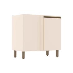 Imagem de Balcão de Cozinha Modulado Connect Canto Reto c/1 Porta s/ Tampo 84x82cm Off White - Henn