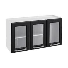 Imagem de Armário de Cozinha de Aço Aéreo Triplo 105cm Rose Multimóveis Glass Cr6089 Branco/preto