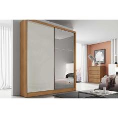 Imagem de Guarda Roupa Solteiro 2 Portas 3 Gavetas C/Espelho Thor Plus Freijo Cumaru C/ Fendi - Novo Horizonte