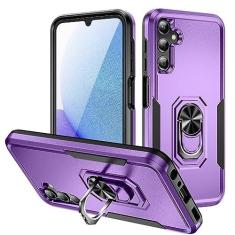 Imagem de Kainevy Capa para Samsung A25 Capa magnética resistente com anel de suporte para homens meninos capa preta legal capa para celular Samsung Galaxy A25 5G de grau militar camada dupla à prova de choque