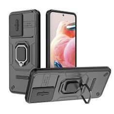 Imagem de SORAKA Capa para Redmi Note 12 4G com suporte para anéis e Slide Camera Cover capa Redmi Note 12 4G com placa metálica para suporte magnético de carro capa de dupla camada em PC e TPU