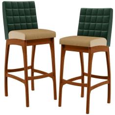 Imagem de Kit 02 Banquetas Altas B04 Verde Musgo Bege Escuro