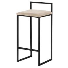 Imagem de Banqueta Decorativa Selena Base Preta Veludo Bege - Gran Belo