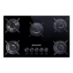 Imagem de Cooktop A Gás 5 Bocas Metal E Vidro 73x46x8.6cm - Brastemp