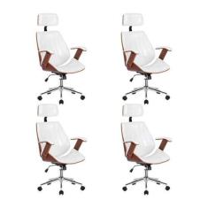 Imagem de Kit 4 Cadeiras Escritório Presidente Giratória Kopenhagen Apoia Cabeça