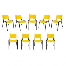 Imagem de Kit 9 Cadeiras Iso Para Escola Escritório Comércio Amarela Base Preta