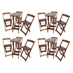 Imagem de Kit 4 Conjuntos Bistrô Mesa Com 3 Banquetas Dobráveis De Madeira Personalizada Jack - Imbuia Marrom