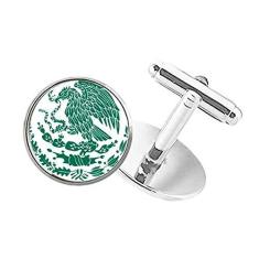 Imagem de DIYthinker Abotoaduras com clipe de botão redondo com emblema Nacional do México