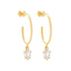 Imagem de Brinco Rommanel Banhado Ouro Meia Argola Com Zircônia Gota 526072