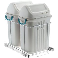 Imagem de Suporte Duplo 2 Lixeiras 19l Embutir Corrediça Deslizante