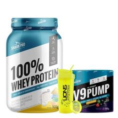 Imagem de 100% Whey Protein Shark Pro (900G)+V9 Pump Shark Pro 300G(Limão)+Coque