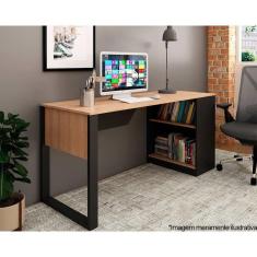 Imagem de Mesa de Escritório ME4182 160cm Amêndoa/Preto - Tecno Mobili
