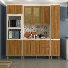 Imagem de Cozinha Modulada Compacta 4 Peças Com Tampo E Vidro Reflecta Sofia Pátina Com Moscatto