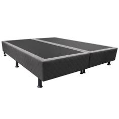 Imagem de Base Box para Cama Casal King 192x203cm Bipartido Liz S05 Suede Bordado Cinza - Mpozenato
