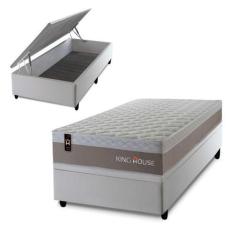 Imagem de Conjunto Box Baú Sheffield Bege 88x188x72 c/ Molas Ensacadas - King Ho