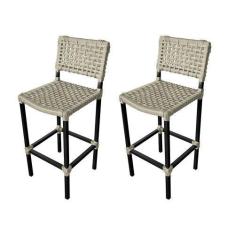 Imagem de Kit 2 Banquetas Premiuim Assento Curvo França em Aluminio e Corda Naút